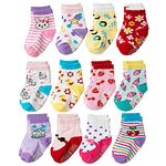 FIMALIA Non Slip Kids Toddler Socks with Grip, Socks for Babies, Anti Skid Socks, Crawling Socks with Grippers (Color & Print May Vary) (Pack of 4,6,8 & 12 Pair