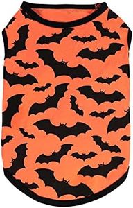 Fitwarm 100% Cotton Halloween Dog Clothes Scary Bat Dog Costumes Doggie Shirts Puppy Shirt Pet Vest Tank Top Cat Tee Orange X-Small