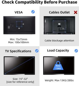 Suptek TV Wall Bracket for 15-32" LED/LCD – Swivel & Tilt, Full Motion, VESA 75x75-100x100mm