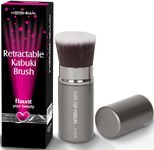 Flat Top Kabuki Foundation Brush By Keshima - Premium Makeup Brush for Liquid, Cream, and Powder - Buffing, Blending, and Face Brush (Metallic Retractable)