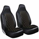 rhinos autostyling FOR Toyota Rav 4 (2013 ON) - Premium Luxury Car Seat Covers - Black Quilted Diamond Leather - 2 x Fronts
