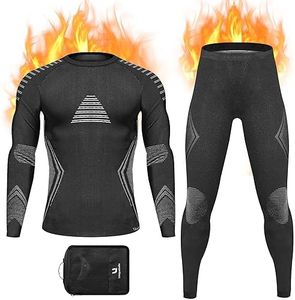 UNIQUEBELLA Thermal Underwear for Men Sets Top Turtle Long Johns Fleece Sweat Quick Drying Thermo Base Layer