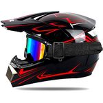 Motocross Kids Children Helmet D.O.T Certification Youth Quad Crash DH Full Face Off Road Downhill Dirt Bike MX ATV Motorbike Helmet for Boy Girls,Red,M(54~55cm)