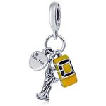 I Love New York Dangle Charms, Fits Pandora Travel Bracelet, 925 Sterling Silver Statue of Liberty, Apple and Yellow Car Pendant Beads, Gifts for Souvenir/Sister/Best Friends/Mom