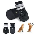 Leeko Dog Boots, Adjustable Dog Shoes Paw Protector, Anti-Slip Rubber Soles with Safe Reflective Strip, Waterproof Breathable Soft-Soled Fabric, Suitable for Medium and Large Dogs, 4 PCS (M)