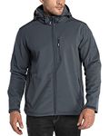 33,000ft Men's Waterproof Jackets Fleece Lining Softshell Jacket - Multi Pockets Outdoor Windproof Coat With Detachable Hood Dark grey XL