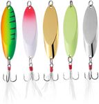 TUXIBIN Fishing Lures Trout Lures Fishing Spoons Lures, Treble Hooks Fishing Spoons Hard Metal Spoon Lures Spoons for Huge Distance Cast Saltwater Freshwater Fishing for Trout Pike Bass 5-01