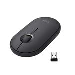 Logitech Pebble Wireless Mouse with Bluetooth or 2.4 GHz Receiver, Silent, Slim Computer Mouse with Quiet Clicks, for Laptop/Notebook/iPad/PC/Mac/Chromebook - Graphite/Black