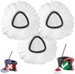 Mop Head Replacement, 3 Pack Spin Mop Refill Replace Head Compatible O Cedar Easywring 1-Tank System, Great Cleaning Power, Microfiber, Helper Housework, Machine Washable Easy-to-Replace, White