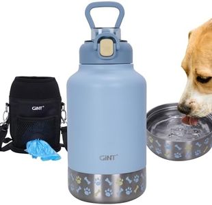 GiNT 37oz Dog Water Bottle, Insulated Dog Travel Water Bottle, Stainless Steel Human and Pet Water Bottle Dispenser Portable Water Bowl for Dogs with Carrying Case for Walking Dog Canteen Travel Kit