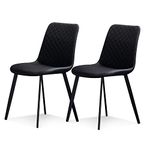 seonyou Black Dining Chairs Set of 2 with Metal Legs, Faux Leather Modern Kitchen Dining Room Chairs