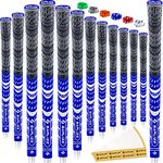 SAPLIZE Golf Grips 13 Pack with Free Tapes Bundle, Cord Rubber Golf Club Grips, Midsize, Blue