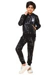 Alan Jones Clothing Boys Patterned Tracksuit Set (Black_9-10 Years)