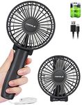 TriPole Handheld Desk Fan Rechargeable, 4000mAh Foldable Battery USB, 5-23hrs Personal Pocket Fan, 3-Speed Mini Handheld, 180°Adjustable Portable Fan for Indoor, Camp, Sport, Shop-Black