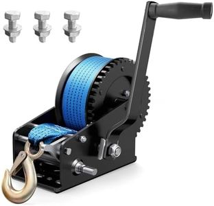 Boat Trailer Winch 3500lbs with 10M Polyester Strap, Dual Speed 4:1/8:1 Manual Hand Crank Winch for Boat Trailer, 2-Way Ratchet Boat Trailer Winch with Hook for ATV, Jet Ski, Marine, Truck, Trailer