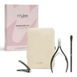 Mylee Manicare Kit – Three Professional, Sleek, Matte Black, Stainless Steel, Salon-Quality Nail Tools In One Stylish Case – Includes Cuticle Nippers, Small Nail Clipper & Dual-Ended Cuticle Pusher