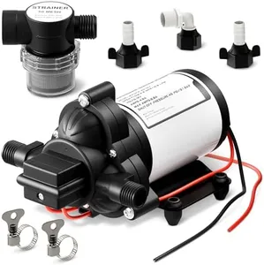 RV Water Pump 12V DC - Easy to Install Self Priming 4.0 GPM 45PSI 12V Water Pump with Pressure Switch, 50 Mesh Strainer, Thermal Overload Protection, Diaphragm, for RV, Marine, Camping, Yacht, Garden