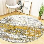 Capslpad Abstract Round Area Rug 4.6ft Faux Wool Non-Slip Area Rug Accent Washable Non-Shedding Circle Carpet Modern Throw Rug Floor Carpet for Bedroom Dining Room Living Room Kids Room Nursery Decor