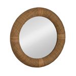 Creative Co-Op Round Wood and Rattan Mirror, Natural