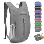 ZOMAKE Lightweight Packable Backpack 10L - Foldable Backpack Leger Sac à Dos Light Hiking Day Pack Water-Resistant Small Packable Bag Collapsible Backpack for Travel(Grey)