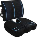 FORTEM Office Chair Cushion and Back Support for Office Chair, Lumbar Support Cushion, Memory Foam Seat Cushion, Non Slip Sitting and Back Rest for Gaming, Car Seat Cushion, Chair Pad (Black Mesh)