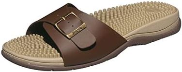 Revs - Tay - Men’s Single Strap Reflexology Massage Sandals, Brown US8