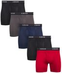 IZOD Men's 5 Pack Performance Boxer Brief, Black/Magnet/Dress Blues/Chili Pepper/Black, XL