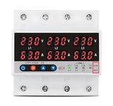 XPR3SS Taxnele 63A Three Phase SYN ASYNC Voltmeter Adjustable Over Under Voltage Current Limit Protection Voltage & Amp Meter Phase Loss & Phase Imbalance Protection Surge Protector (TVPS3)