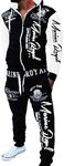 HHGKED Men 's Casual Tracksuit Hooded Full Zip Elastic Waistband Sweatsuit Set, White, 3XL