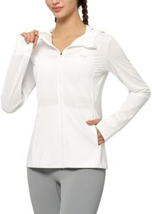 Willit Women's UPF 50+ Sun Protection Shirts UV Long Sleeve Zip Hoodies SPF Lightweight Jacket Pockets Hiking White 3X-Large