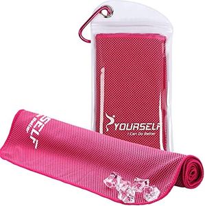 SYOURSELF Cooling Towel, Cooling Towels for Neck,40" x 12"Ice Towel for Instant Cooling Relief, Soft Breathable Chilly Towel, Perfect Yoga, Golf, Sports, Gym, Workout, Athletes Towel (1PC-Hot Pink)