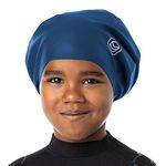 SOUL CAP JR - Large Swimming Cap for Children - Designed for Long Hair, Dreadlocks, Weaves, Hair Extensions, Braids, Curls & Afros - Silicone (Medium, Navy)