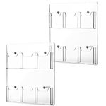 2 Pack Acrylic Brochure Pamphlet Holder Wall Mount Clear Brochure Display Holder Plastic Trifold Flyer Rack Literature Storage Rack for Offices Waiting Room (6 Pockets, 15 x 13 Inch)