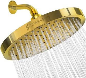 SparkPod Shower Head - High Pressure Rain - Premium Quality Luxury Design - Easy Clean Adjustable Replacement for Your Bathroom Shower Heads (Egyptian Gold, 8 Inch Round)