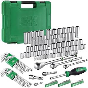 SK Mechanics Tool Set, 1/4" & 3/8" & 1/2" Drive Socket with 216-P Ratchet, 149-Piece, SAE & Metric, SuperKrome Finish, with Storage Suitcase