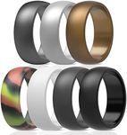 ThunderFit Silicone Wedding Rings for Men, Rubber Engagement Bands 8.7mm Wide 2.5mm Thick - 1/2/3/4/5/6/7/12/16 Variety Multipack (Pack I - Size 4.5-5 (15.7mm))