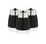 Swan SWKA1024CN Retro Set of 3 Canisters, Airtight lid locks, Generous capacity, Chrome Lid, Black