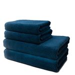 Set of 4 Pieces Bath Towels - 2 Bath Towels 70x140cm + 2 Hand Towels 50x100cm - Premium 100% Turkish Cotton Towel - 500 GSM - Very Soft & Absorbent - Oeko-TEX Certified - Ôhm - Navy Blue