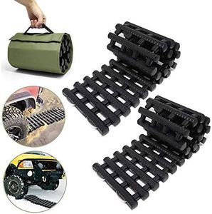 Reliancer 2PC Traction Tracks Mats TPR 31.5" L Tire Recovery Track Pad Roll Car Vehicle Tyre Traction Boards Tire Ladder Track Grabber Auto Emergency Traction Aid w/Bag for Off-Road Mud Snow Ice Sand