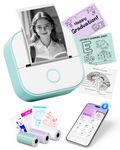 Memoking Mini Sticker Printer - T02 Portable Thermal Printer Inkless Photo Printer Bluetooth Sticker Maker for Kids Print Pods Instant Print, Smart AI APP, for Student Study Note, Journal, DIY, Gift