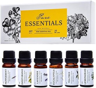 Essential Oils by Pure Essentials 100% Pure Oils kit- Top 6 Aromatherapy Oils Gift Set-6 Pack, 10ML(Eucalyptus, Lavender, Lemon Grass, Orange, Peppermint, Tea Tree)