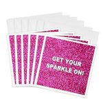 3dRose Greeting Cards, Get Your Sparkle On, Fun Girly Hot Pink Faux Glitter Texture Graphic, Glam Girls Humor, Bling, Set of 6 (gc_112890_1)