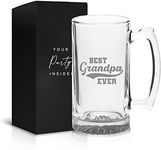 Best Grandpa Ever Beer Glass Dad Mug - 16oz Beer Mug, Grandpa Birthday Gifts, Funny Grandpa Gifts, Papa Beer Mug, Beer Mugs for Grand Father, Papa Beer Glass - Father's Day Gift for Grandpa