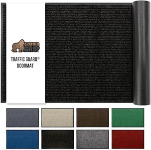 GORILLA GRIP Heavy Duty Traffic Guard Doormat, 35x23, Durable Rubber Backing, Low Profile Indoor Outdoor Door Mat, Stain and Fade Resistant Shoe Scraper, Commercial Welcome Mats for Entry, Jet Black