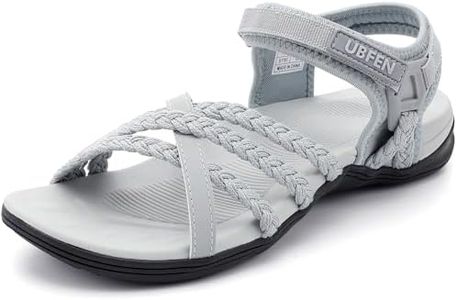 UBFEN Womens Hiking Sandals Sport Walking Adjustable Hook Straps Comfortable Outdoor Beach Athletic Shoes Grey Size 7