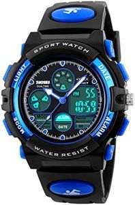 eYotto Kids Sports Watch Waterproof Boys Multi-Function Analog Digital Wristwatch LED Alarm Stopwatch (Blue)