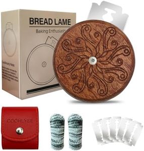 COOHLYEE UFO Wooden Bread Lame Slashing Tool, Dough Scoring Knife with 5 Razor Blades and Storage Cover,Sourdough Bread Scoring Tool for Homemade (Octopus patterns)