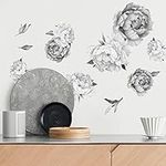 Peony Watercolor Wall Decals (Black