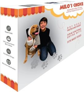 DR. ORGANIZER Milo's Choice Microfiber Pet Towel Hooded Dog Towel with Ear Shaped Drying Pockets – Super Soft, 32"x39", Traps Dirt & Dander – Machine Washable, Ideal for Grooming