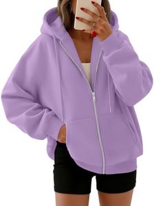 Trendy Queen Womens Oversized Zip Up Hoodies Y2K Fall Sweatshirts 2026 Purple M